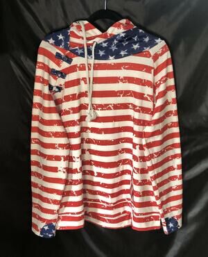 4XL Red White & Blue Flag Raglan Nursing Hoodie Rogue Society Apparel Women's